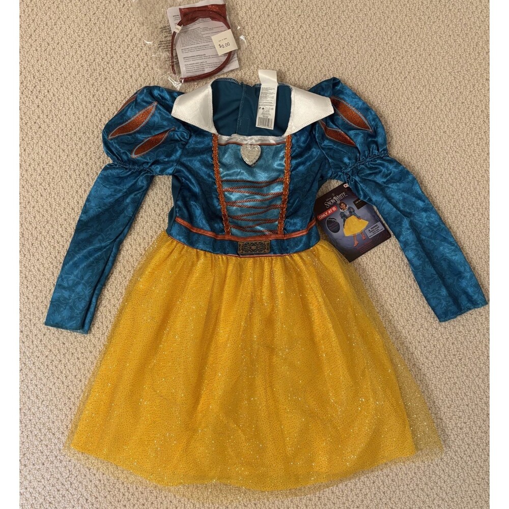 NWT Girls Disney Snow White Costume Light Up Dress Halloween Size Small (4/6x)